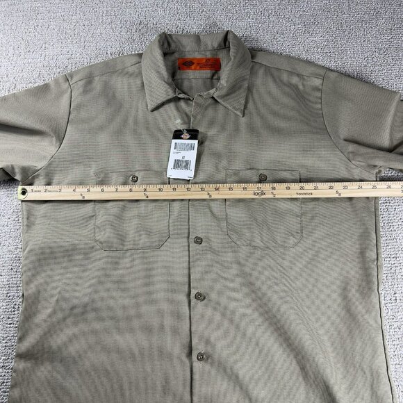 Dickies Industrial Collared Work Mechanic Button Shirt Beige Men’s Size XLT - Picture 5 of 8